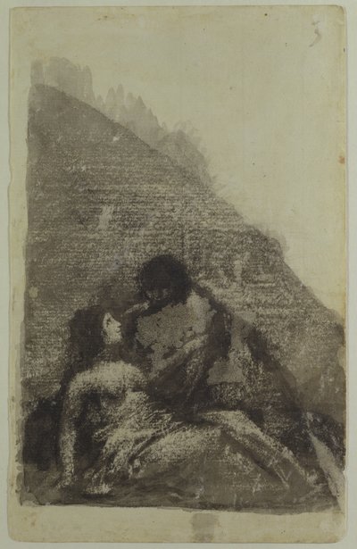 Geliefden die samen in het donker liggen door Francisco de Goya
